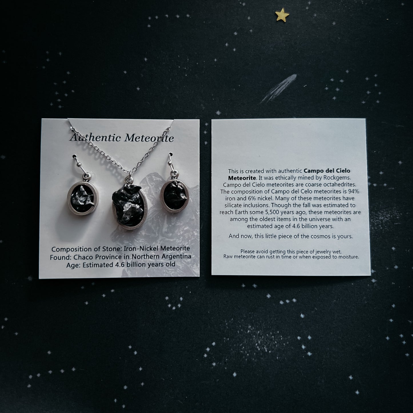 Comet Earrings with Authentic Meteorite