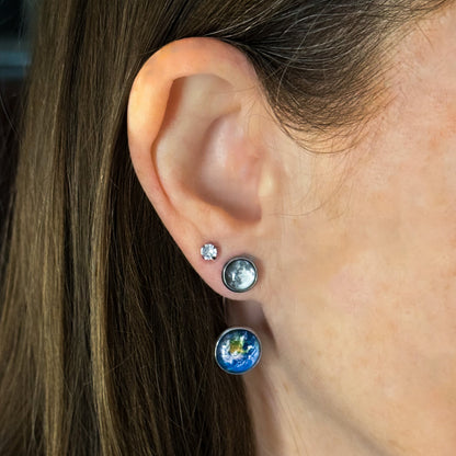 Earth and Moon Ear Jacket Earrings