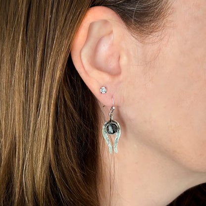 Comet Earrings with Authentic Meteorite