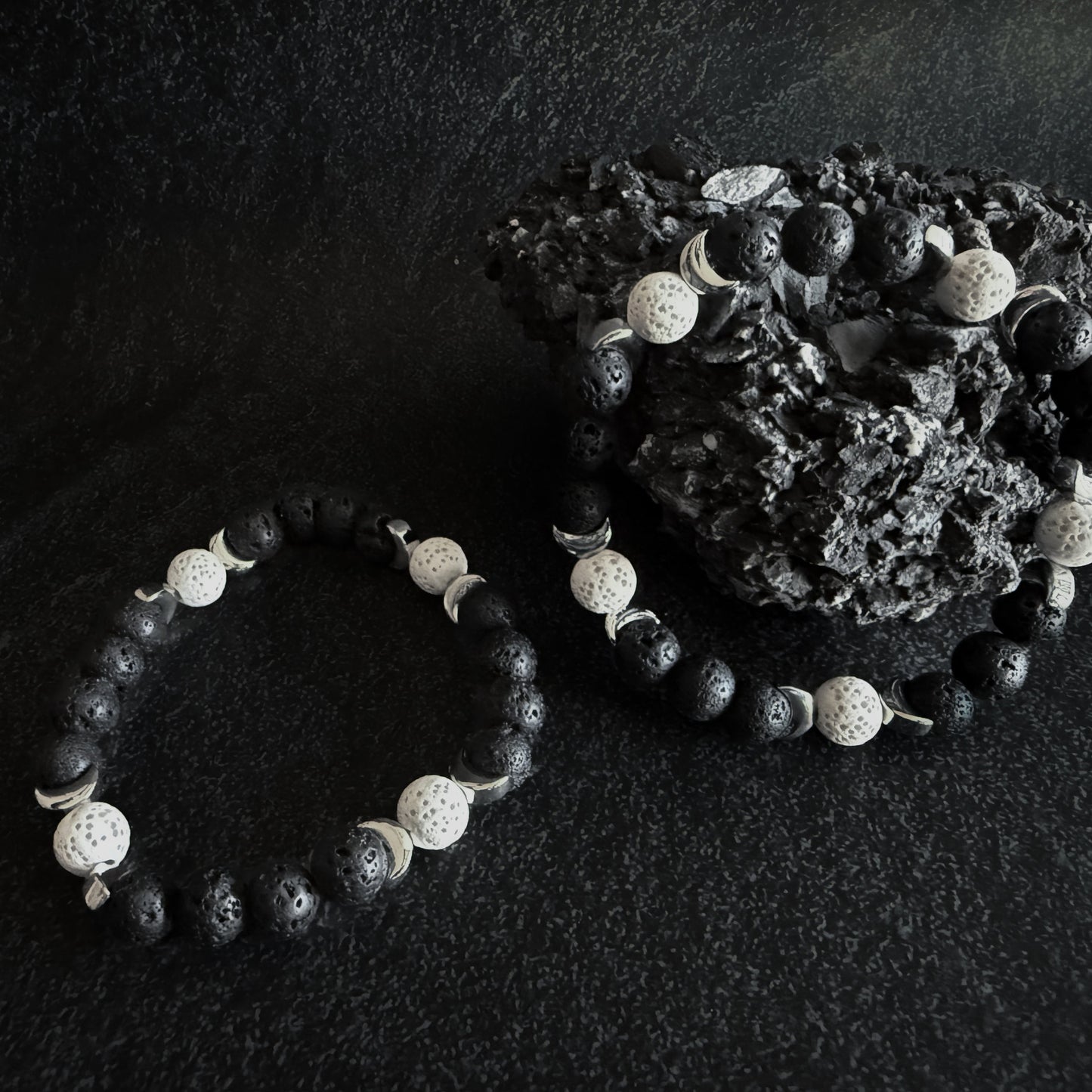 Moon Phase Lava Bead Bracelet