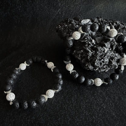 Moon Phase Lava Bead Bracelet