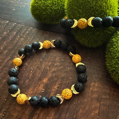 Moon Phase Lava Bead Bracelet