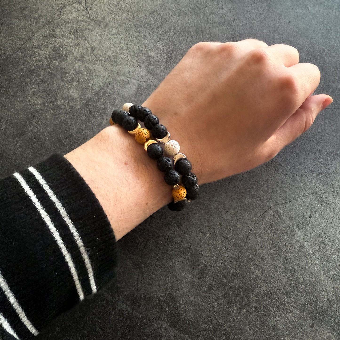 Moon Phase Lava Bead Bracelet