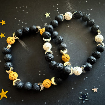 Moon Phase Lava Bead Bracelet