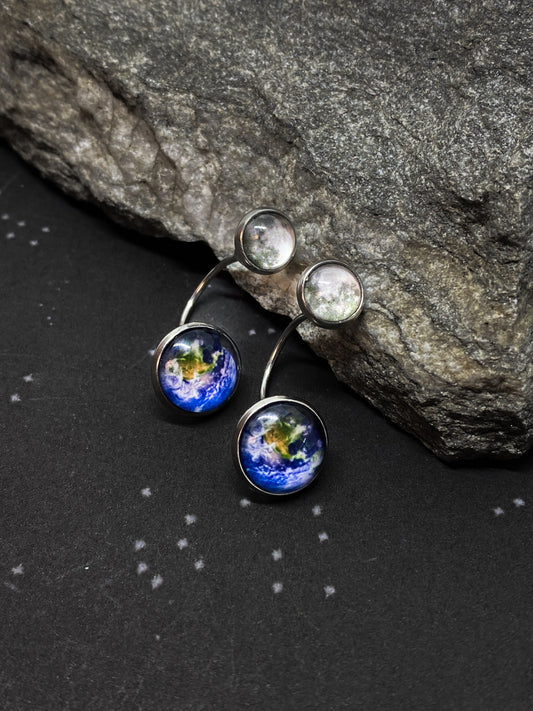 Earth and Moon Ear Jacket Earrings