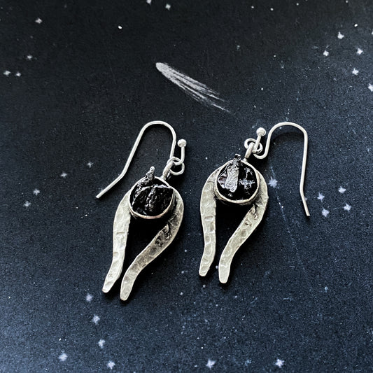 Comet Earrings with Authentic Meteorite