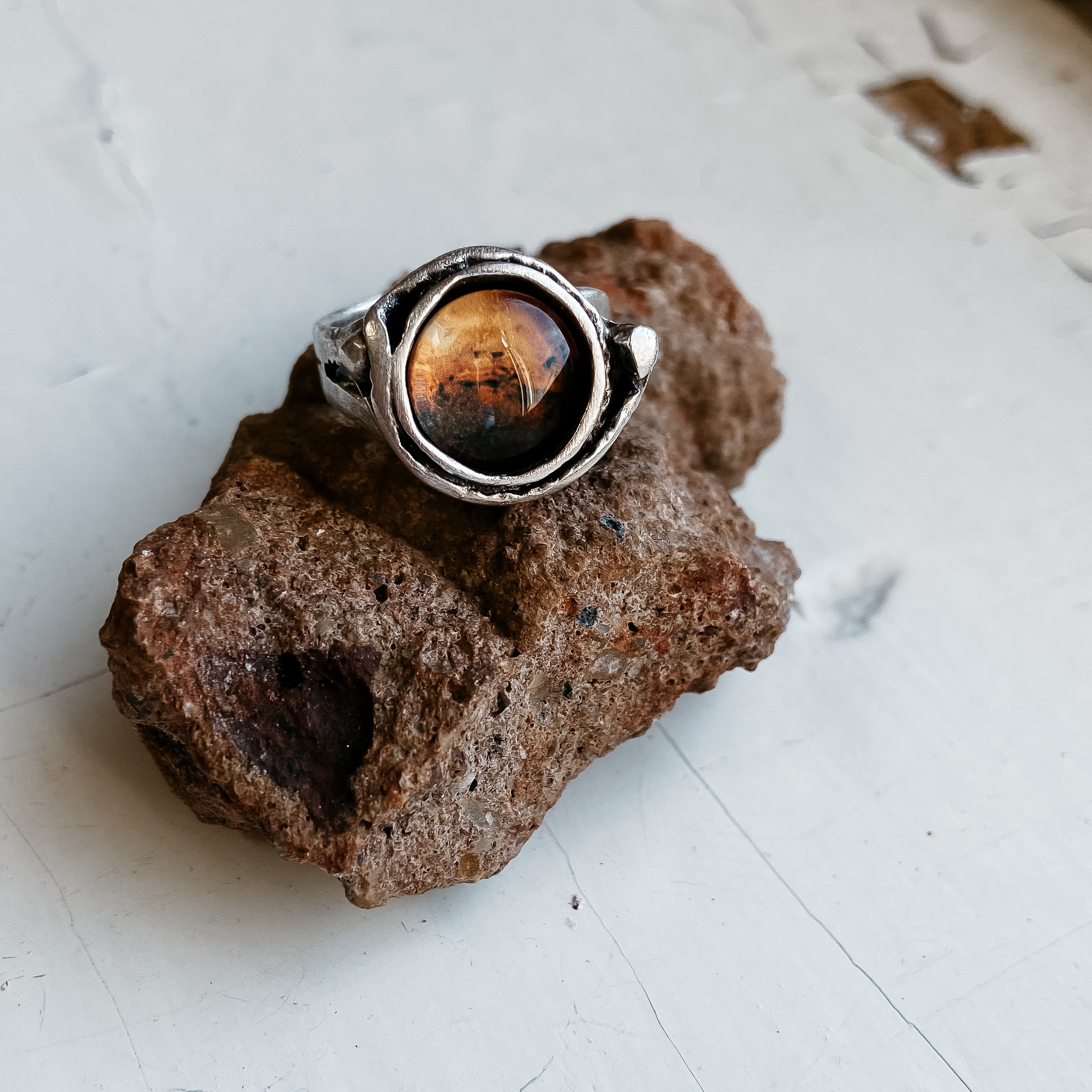 Mars Silver Ring - Red Planet and Martian Moons Phobos Deimos