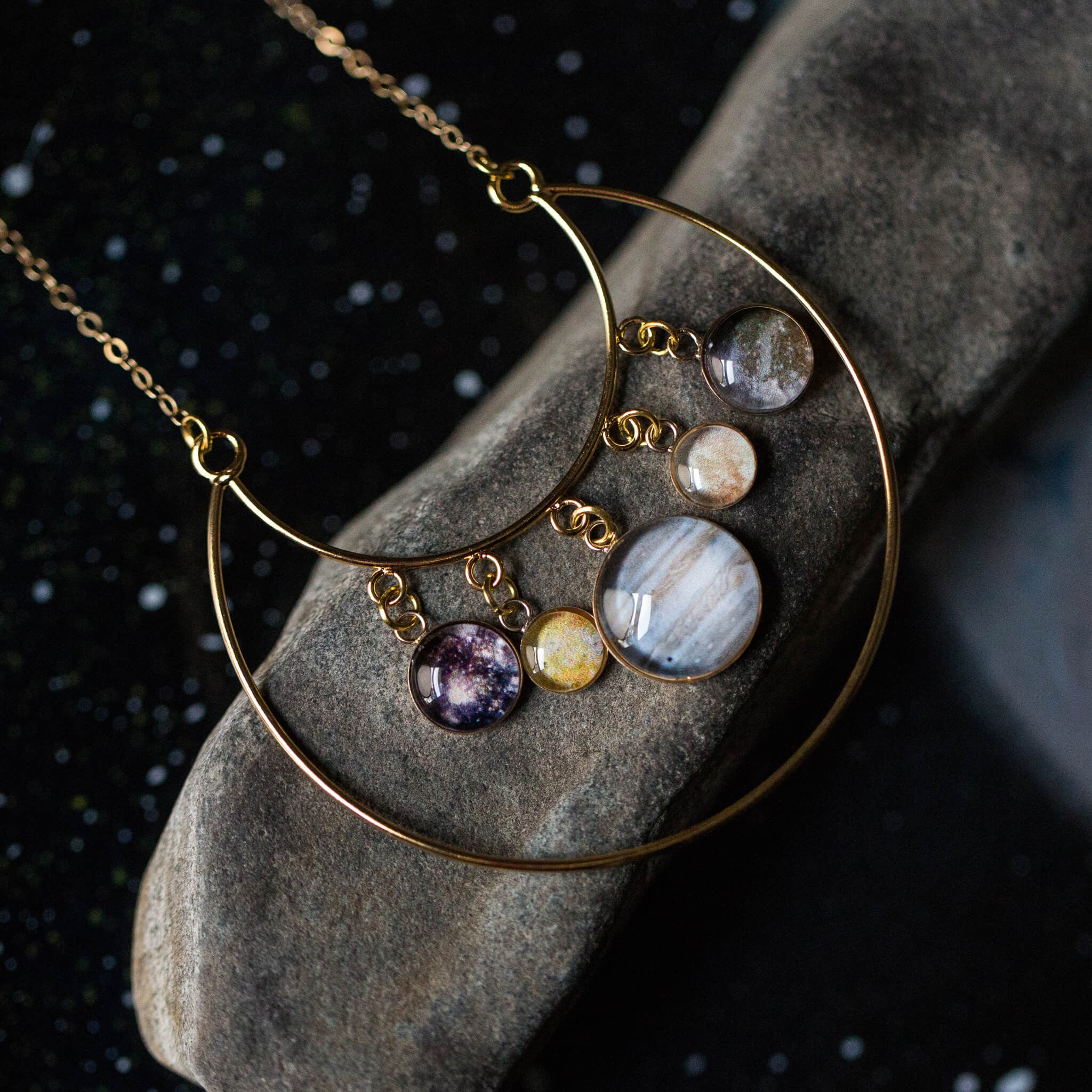 Europa moon necklace, statement order necklace, jupiter moon, galiliean moon, statement necklace, space jewelry, solar system